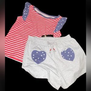 Kidtopia Girls 2 Pc Americana Shorts Set Size 10 NWT
